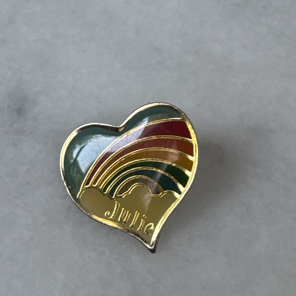 Julie Name Rainbow Heart Lapel Pin